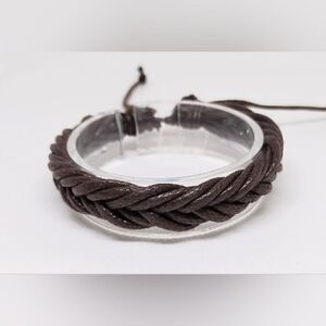 Men's bracelet leather braided brown‎ new e12